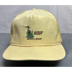 Heron Point Hat Cap Strap Back Yellow Mesh Myrtle Beach Stylish Embroidered Mens